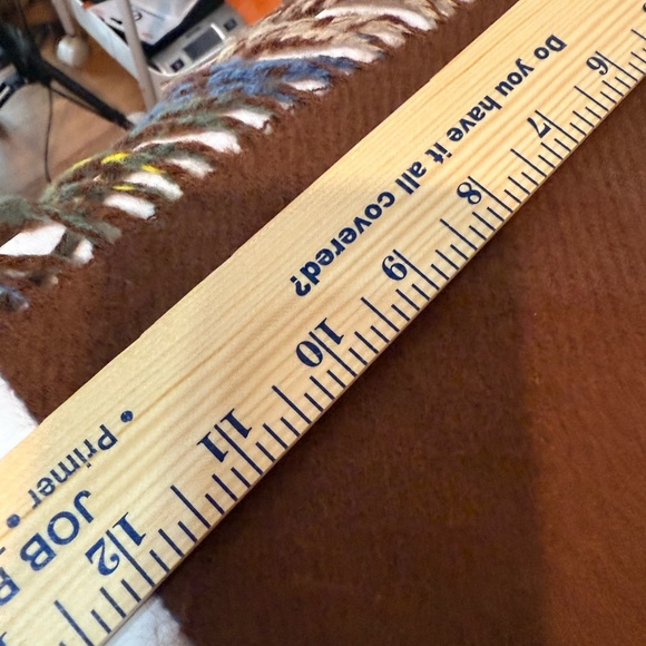 Unknown Plaid Scarf - Brown, Green, Tan, 100% Cashmere, Hand Taylored 61 x 12 - Picture 6 of 6